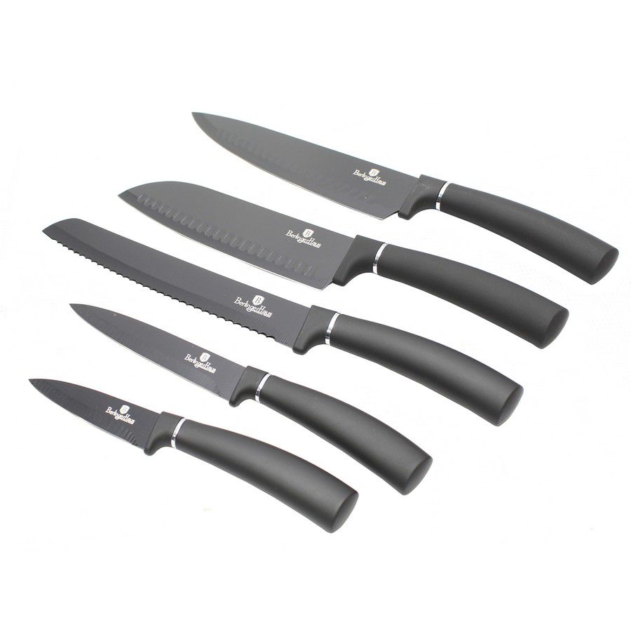 SET CUCHILLOS CHEF NEGRO CON BASE 6PCS BH-2382