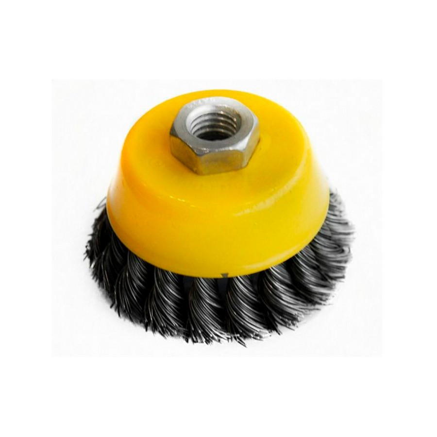 CEPILLO DE COPA PARA PULIDORA ACERO TRENZADO 5/8 X 4 PULG