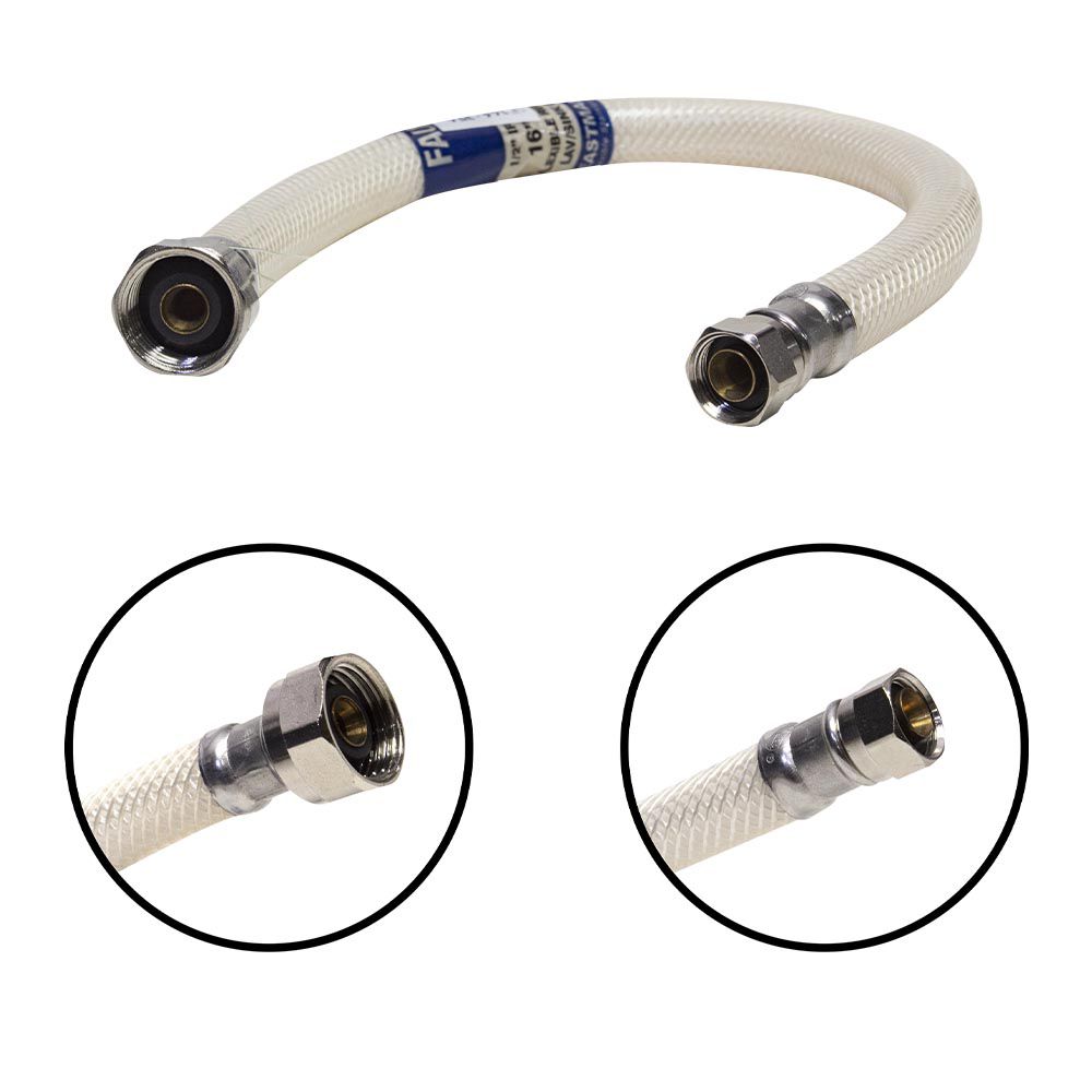 TUBO ABASTO FLEXIBLE EASTMAN PARA LAVABO 1/2 X 3/8 X 16 PULG BRASS 48131