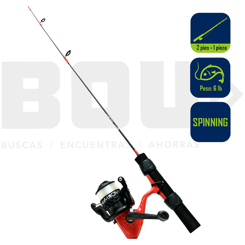 CAÑA PESCA CON CARRETE SPINNING WORM GEAR WG-SPDCAST