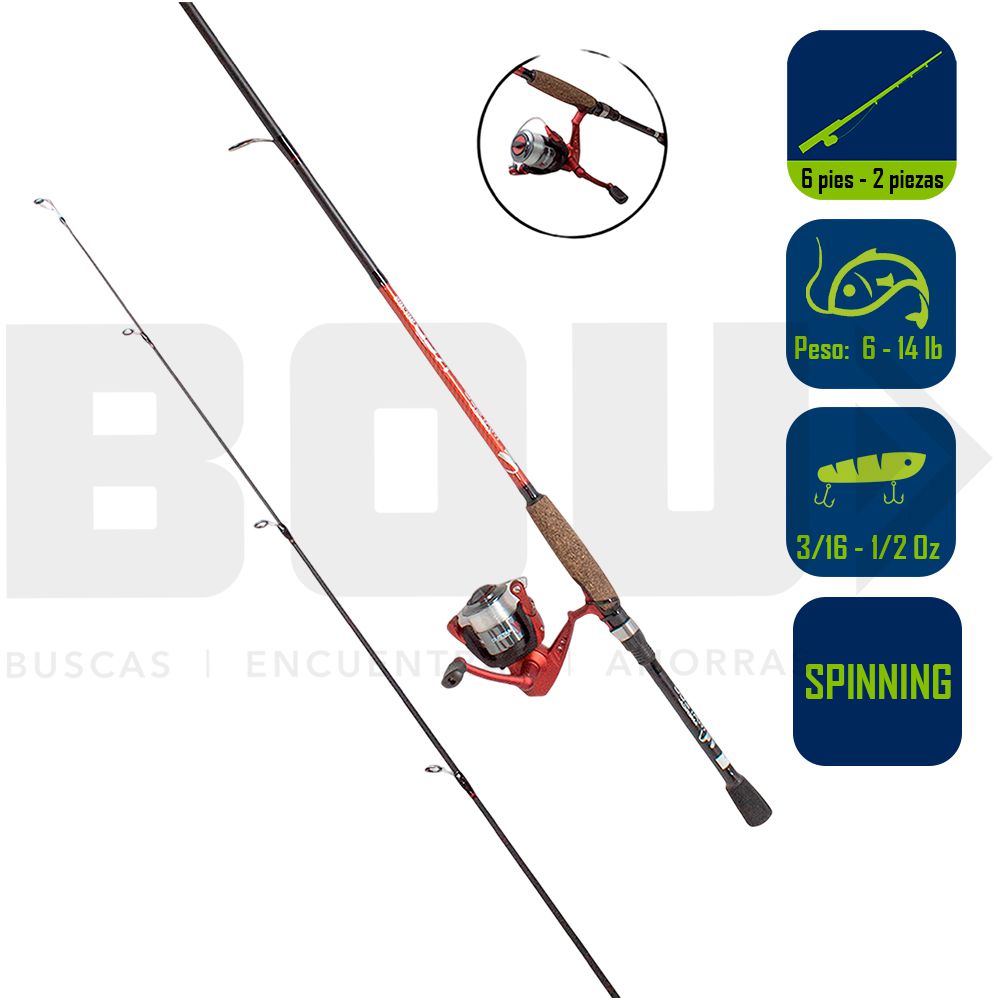 CAÑA PESCA CON CARRETE SPINNING MATZUO 6 PIES MZ230/602MS2