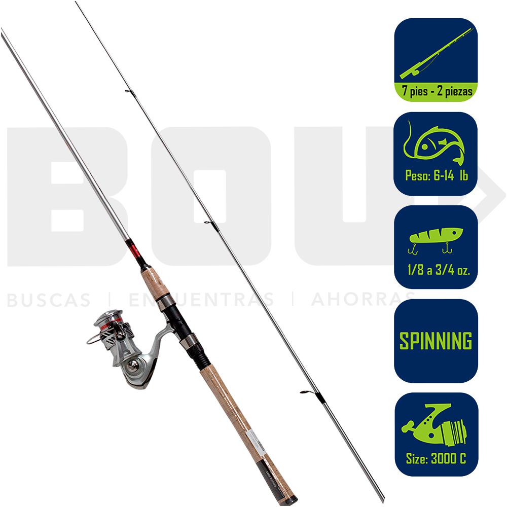 CAÑA PESCA CON CARRETE SPINNING DAIWA CROSSFIRE LT 30/7 CFLT30G702M