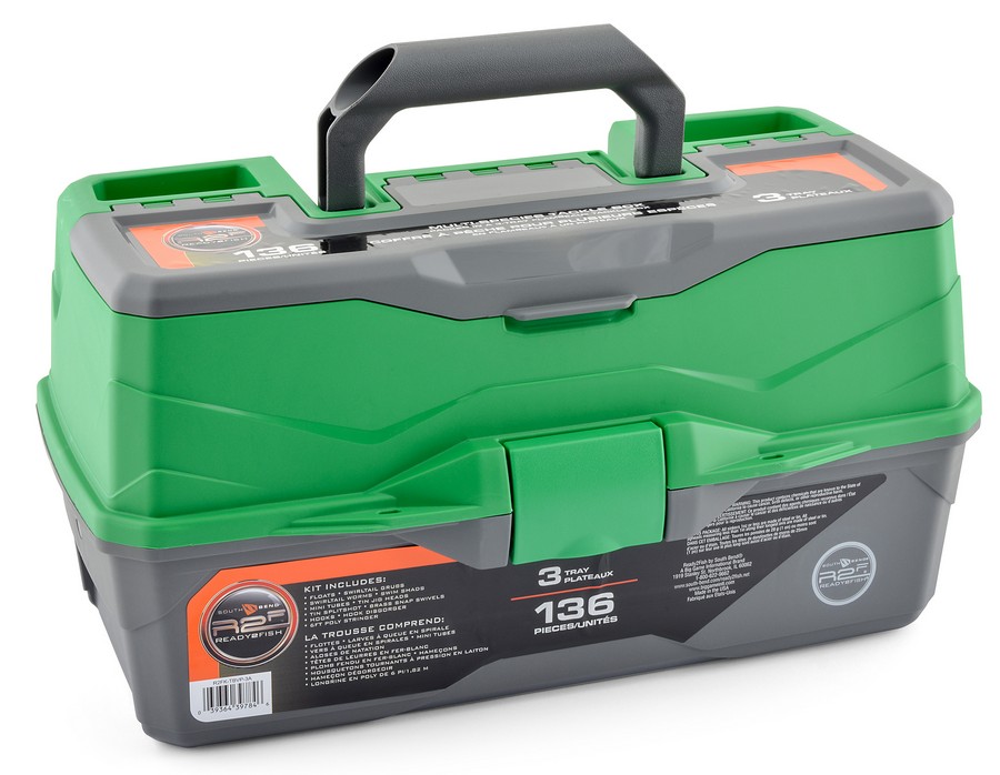 CAJA PARA PESCA 3 PISOS + KIT PESCA 136 PCS R2FK-TBVP-3A
