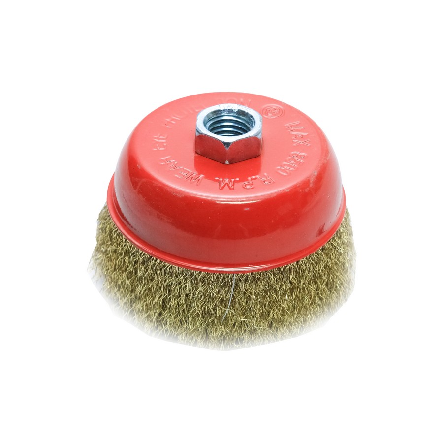 CEPILLO DE COPA PARA PULIDORA LATON ONDULADO 4 PULG X 5/8 (DESC)