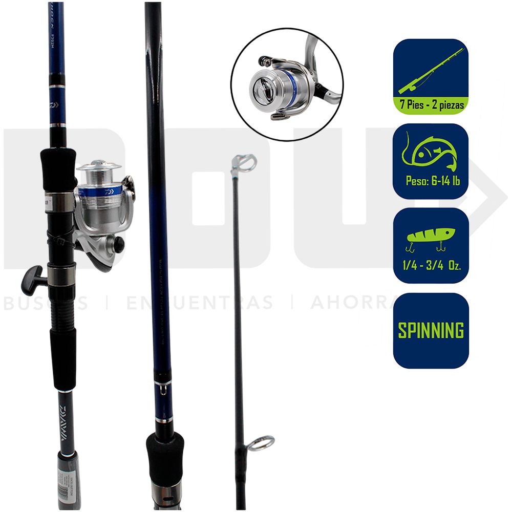 CAÑA PESCA CON CARRETE SPINNING DAIWA D-SHOCK 30/7 DSK30-2B/F702M