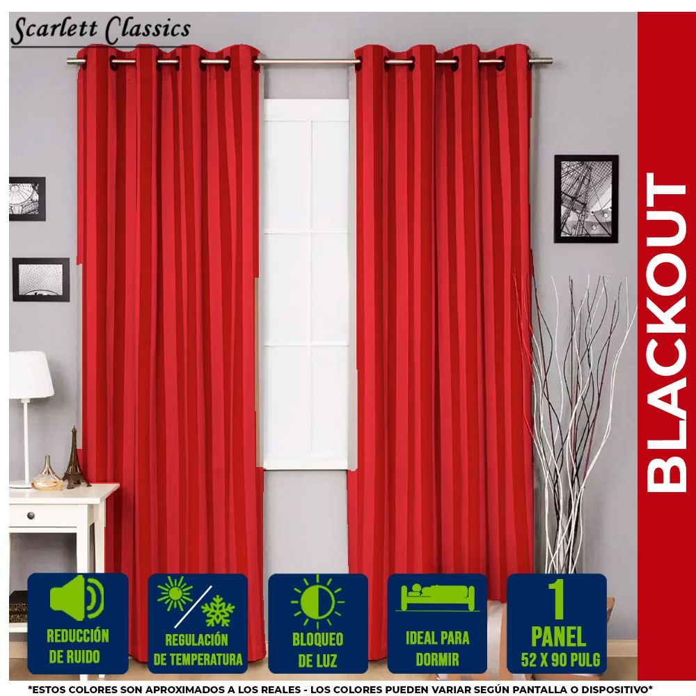CORTINA PARA SALA BLACKOUT AMANDA 52 X 90 ROJO NV-887