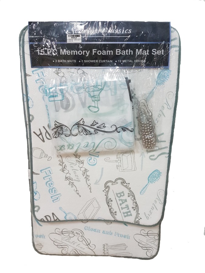 ALFOMBRA DE BAÑO 2 PZ CON CORTINA SCR-10048-15