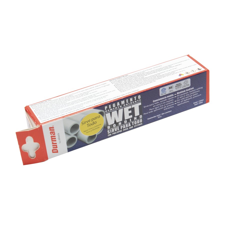 PEGAMENTO PVC CPVC TODA PRESION WET BONDING 25GR. DURMAN
