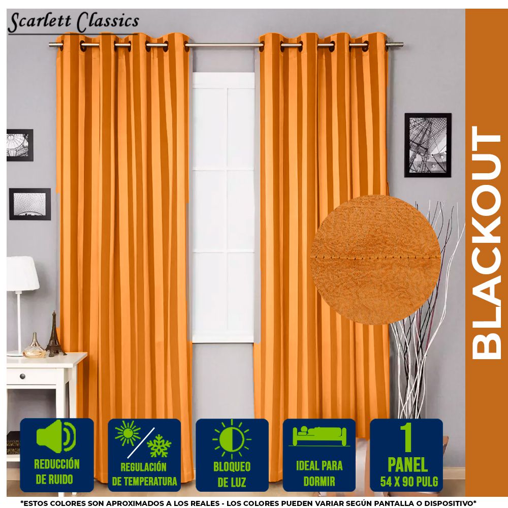 CORTINA PARA SALA BLACKOUT AGNES 54 X 90 MOSTAZA SCR-3268