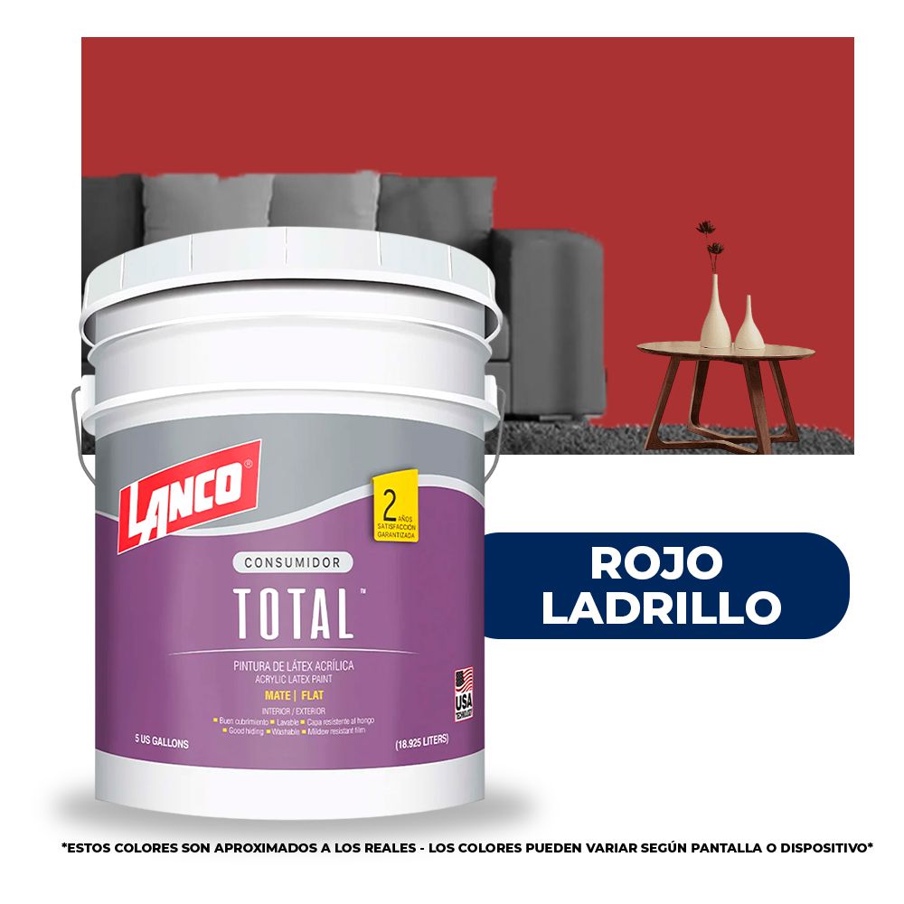 PINTURA TOTAL ACRILICA LATEX ROJO LADRILLO CUBETA TL2792 (NC)