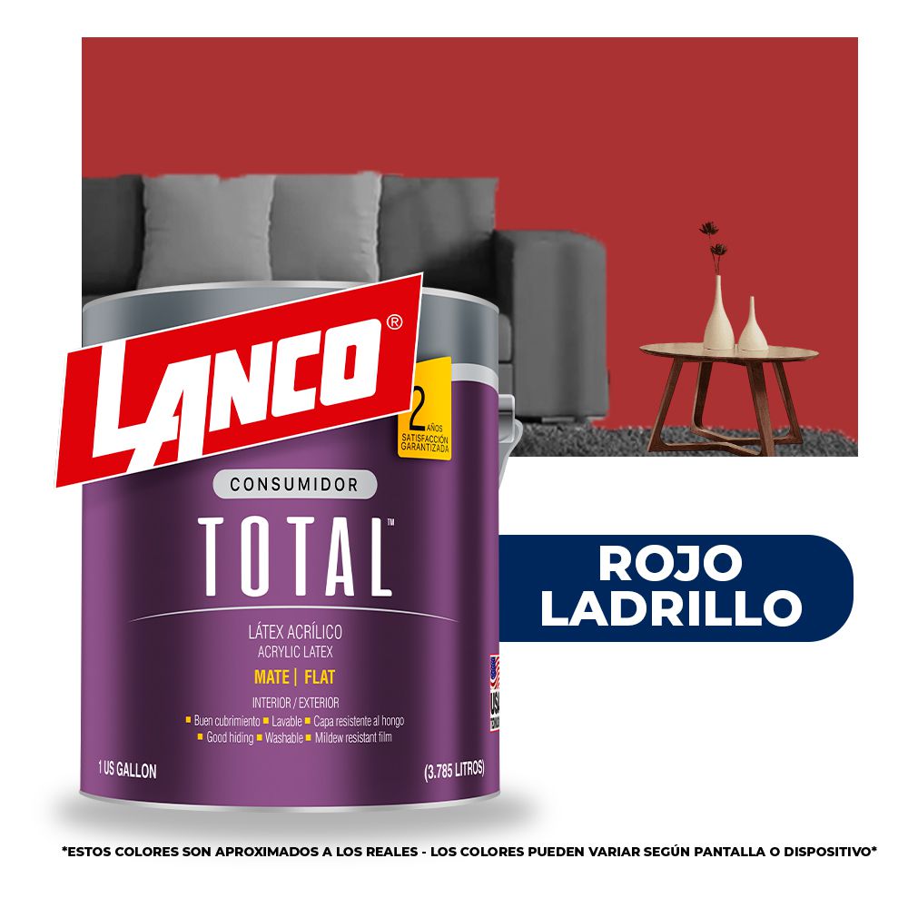 PINTURA TOTAL ACRILICA LATEX ROJO LADRILLO GLN TL2792 (NC)