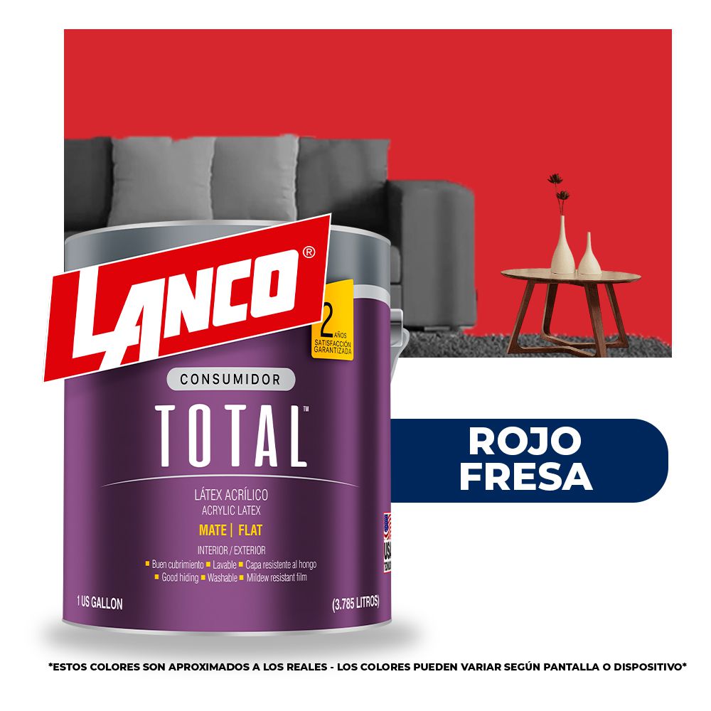 PINTURA TOTAL ACRILICA LATEX ROJO FRESA GLN TL3476 (NC)