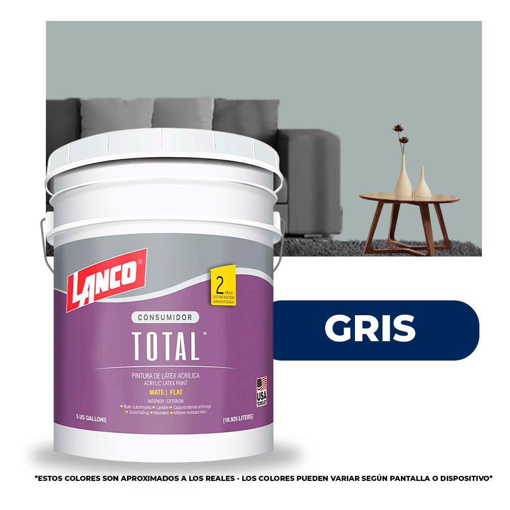 PINTURA TOTAL ACRILICA LATEX GRIS CUBETA TL3468 (NC)