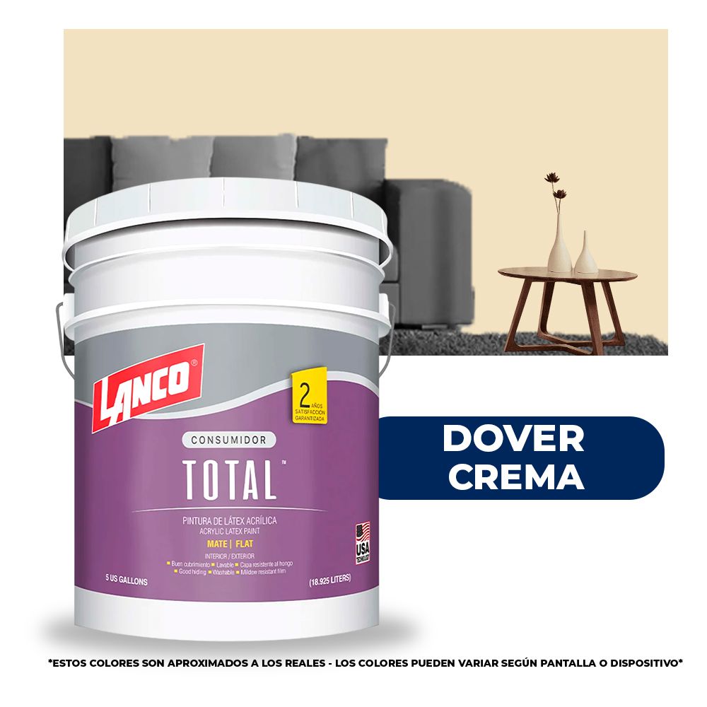 PINTURA TOTAL ACRILICA LATEX DOVER CREMA CUBETA TL2790 (NC)