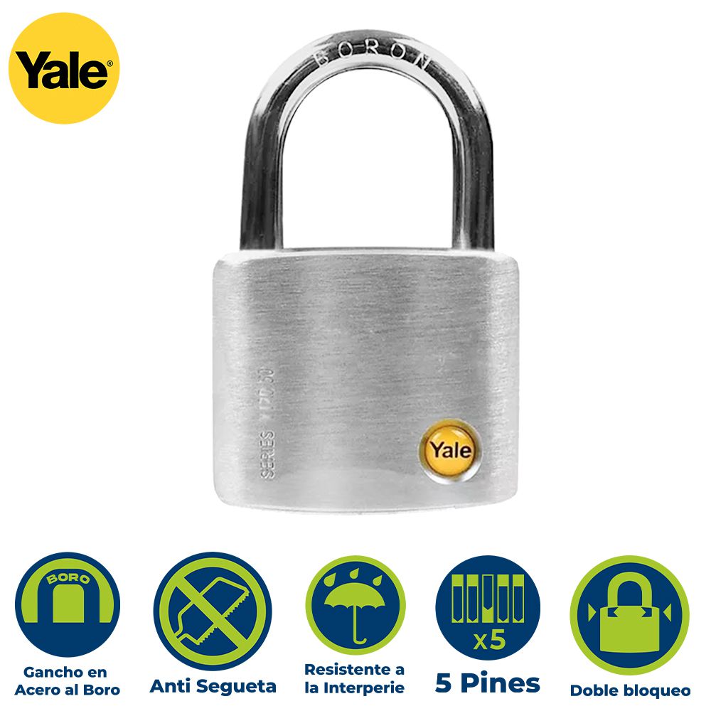 CANDADO ACERO PARA EXTERIOR 50MM YALE 120-50