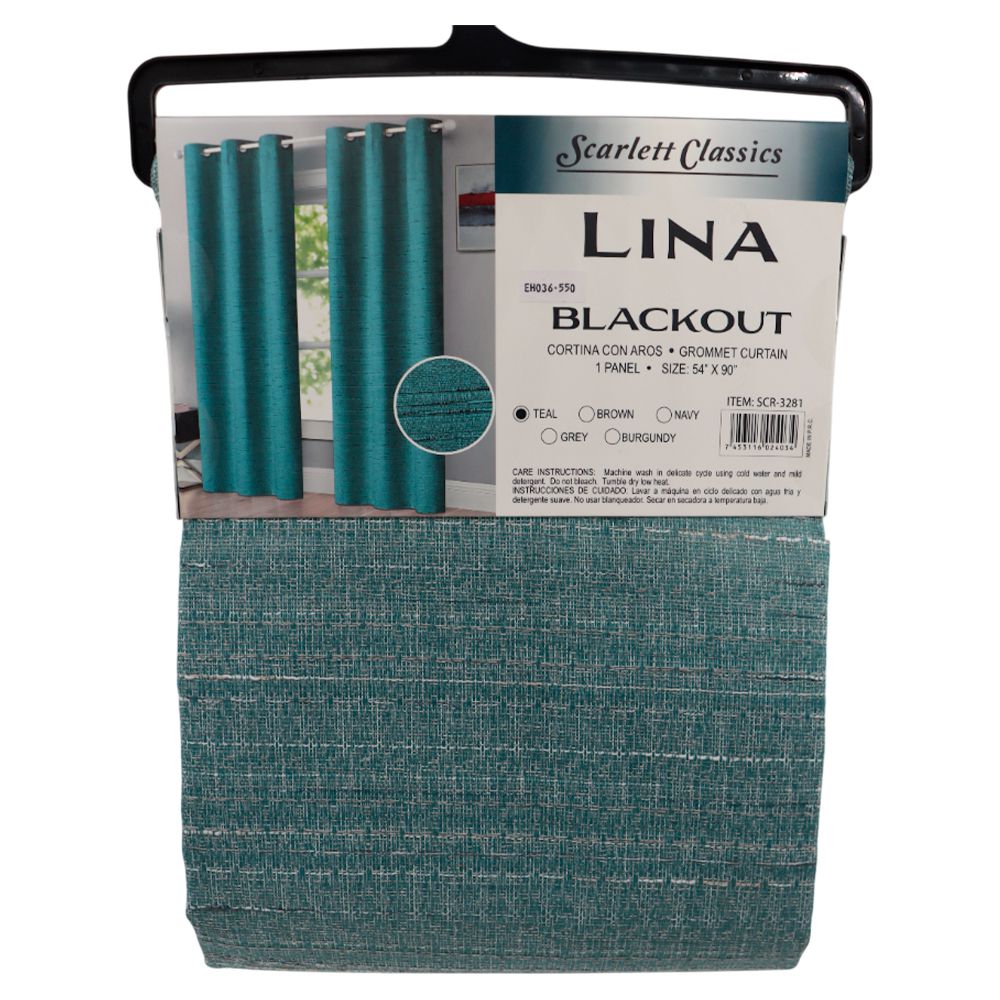 CORTINA PARA SALA BLACKOUT LINA 54 X 90 TEAL SCR-3281