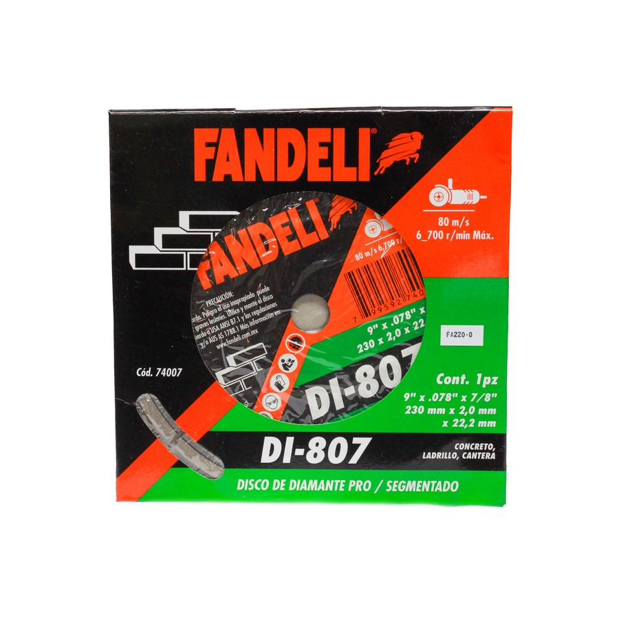 DISCO DIAMANTE FANDELI 9 PULG SEGMENTADO (SECO) 74007/72960