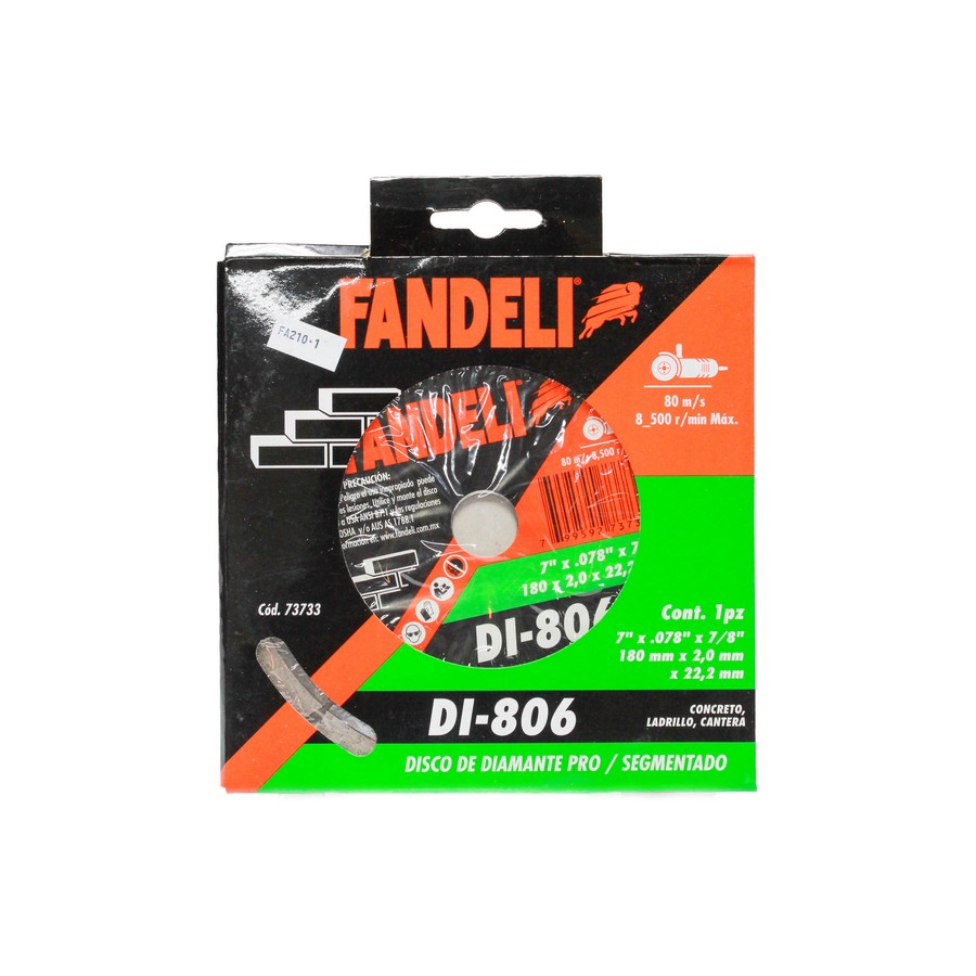 DISCO DIAMANTE FANDELI 7 1/4 PULG SEGMENTADO (SECO) 73733/72959