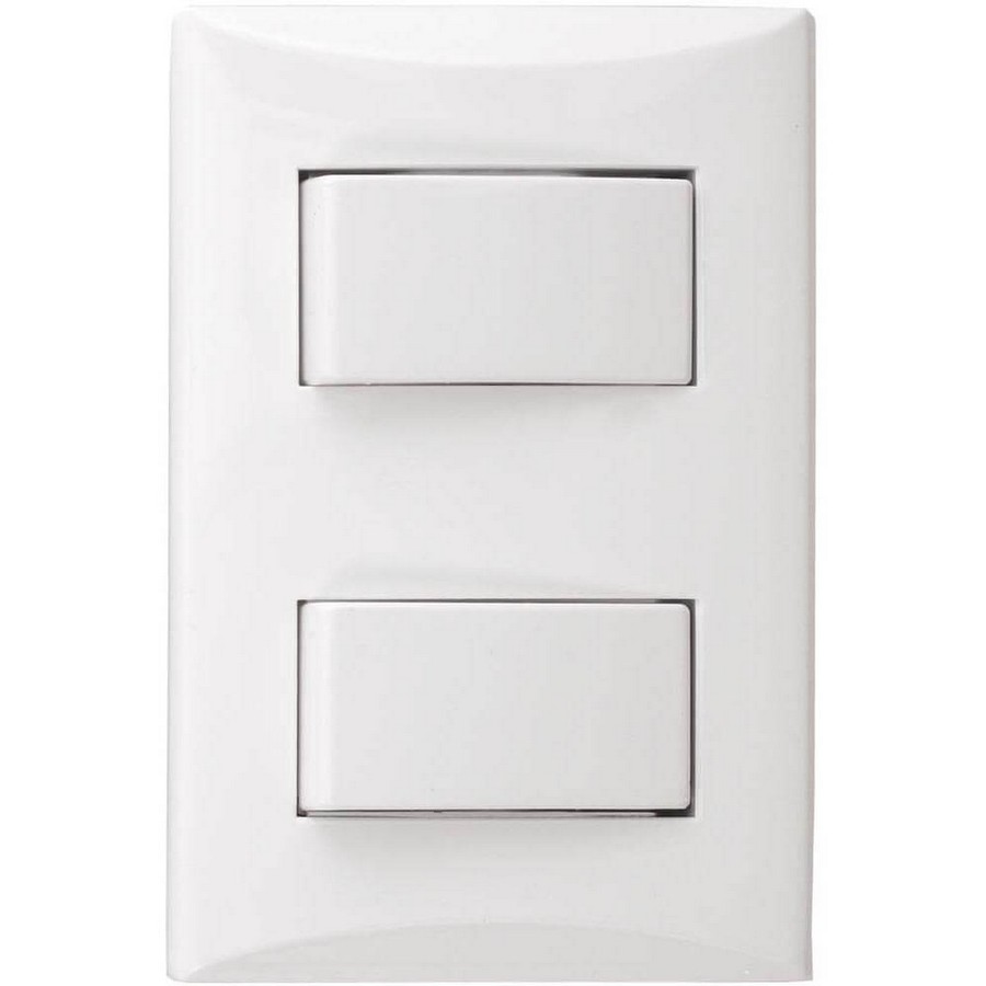 INTERRUPTOR PLATA DOBLE CON PLACA BLANCO 1004-W