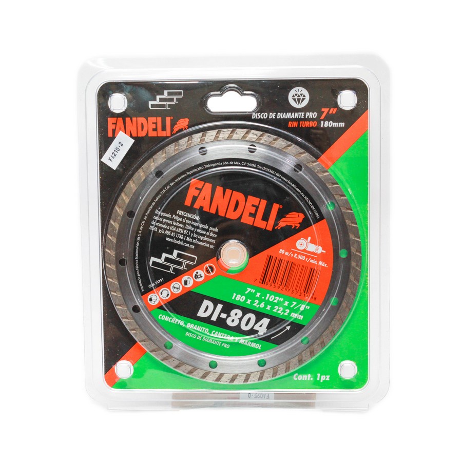 DISCO DIAMANTE FANDELI 7 1/4 PULG HUMEDO (TURBO) 73731 / 72964
