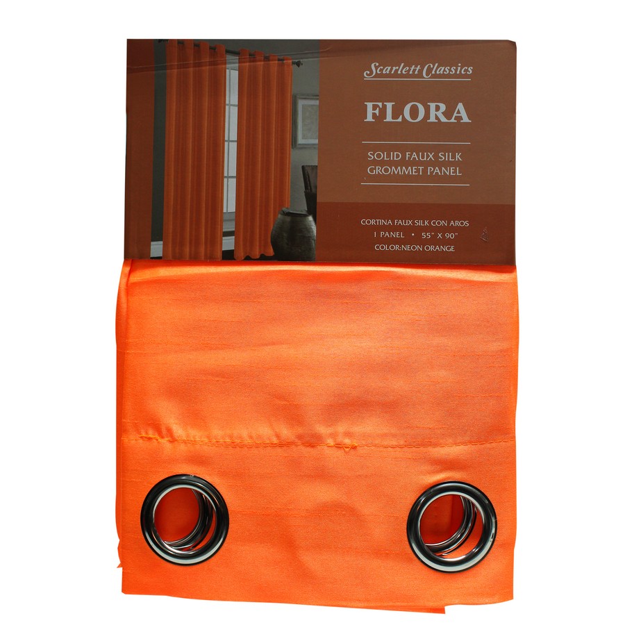 CORTINA PARA SALA 55X90 PULG NARANJA NEON COL. FLORA SCR-1591-NEORA