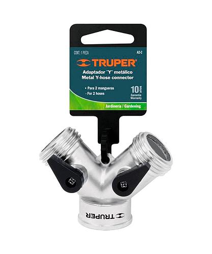 CONECTOR YEE METALICO CON VALVULAS 3/4 PULG. TRUPER 10372