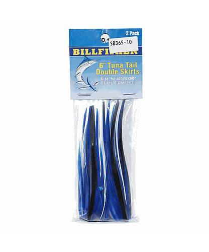 TUNA TAIL SKIRT BILLFISHER TT62-BWM 6 PULG BLUE/WHT/BLK MACK STRIPE (2PK)