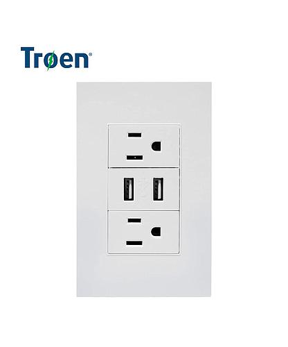 TOMA CTE. POLARIZADO DOBLE CON USB A136-ETW-6C2U