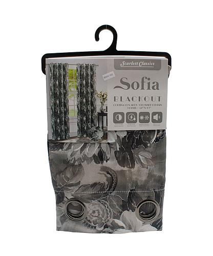 CORTINA PARA SALA BLACKOUT SOFIA 54 X 90 GRIS FLORES SCR-3253