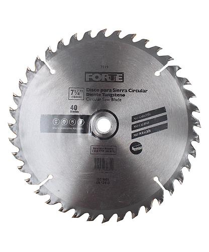 DISCO PARA SIERRA CIRC. TUNGS. PARA MADERA FORTE 7 1/4 X 40D X 5/8 7119
