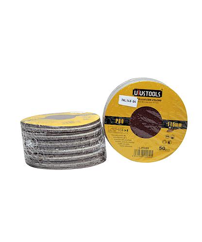 LIJA PARA PULIR CON VELCRO 4 1/2 PULG 80 LJV480 (KIT 50 PCS)