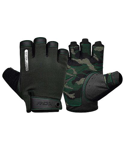 GUANTES PARA PESAS RDX T2 HALF ARMY GREEN-XL WGA-T2HA-XL