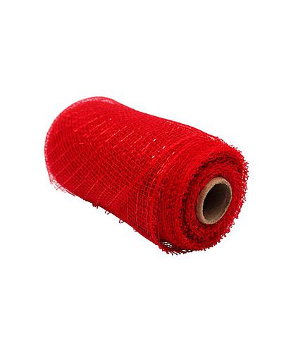 CINTA DECORATIVA NAVIDEÑA ROJA 15CM X 10YDAS MALLA REF-S-04