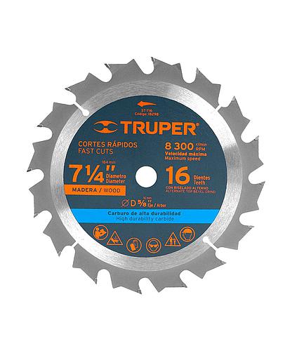 DISCO PARA SIERRA CIRCULAR TUNGS. TRUPER 7 1/4 X 5/8 X 16D (18298)