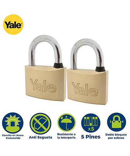 SET 2 CANDADOS LATON UNIFICADOS 40MM YALE 110-40