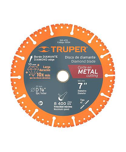 DISCO DIAMANTADO 10X PARA METAL 7 PLG. X 2.8MM TRUPER 15154