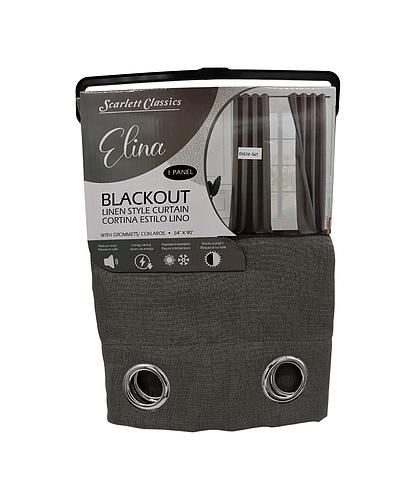 CORTINA PARA SALA BLACKOUT ELINA 54 X 90 GRIS OSCURO SCR-3823