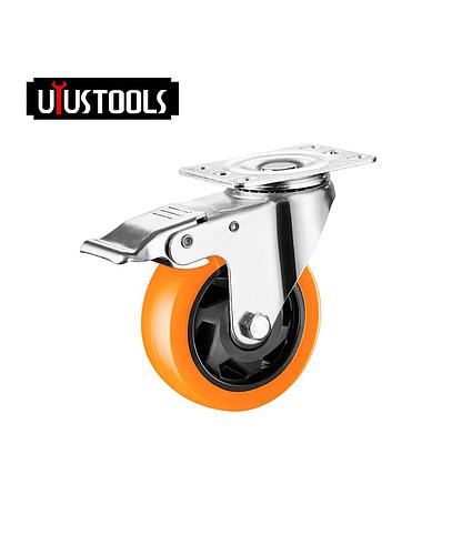 RUEDA NARANJA INDUST. GIRAT. CON FRENO 3 RUCN103