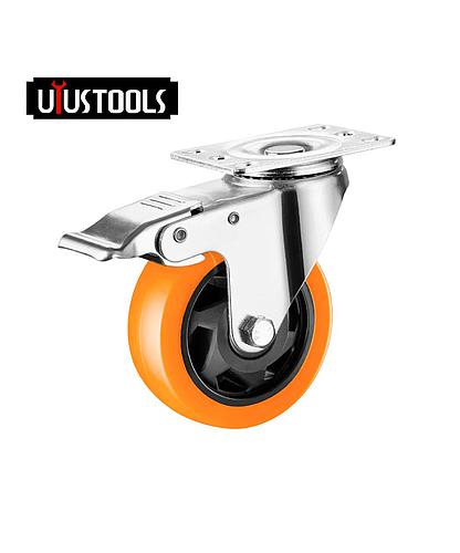 RUEDA NARANJA INDUST. GIRAT. CON FRENO 4 RUCN104