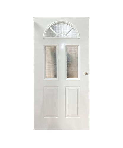 PUERTA METALICA INYECTADA MEDIO PUNTO DOS VIDRIOS 2X1 MTS. IZQ. SIN MOCHETA HECASA