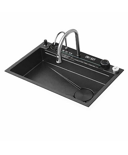 SET FREGADERO TODO EN UNO 75X45CM GRIS METALIZADO AQUAFINA A-7545SET-M