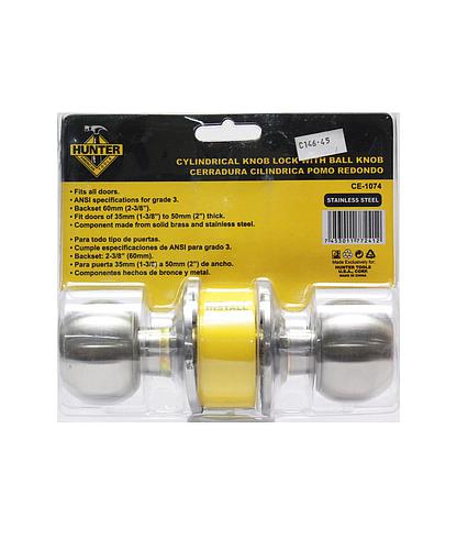 CERRADURA HUNTER CON LLAVE CE-1074 ACERO INOX. (NC)