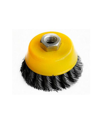 CEPILLO DE COPA PARA PULIDORA ACERO TRENZADO 5/8 X 4 PULG