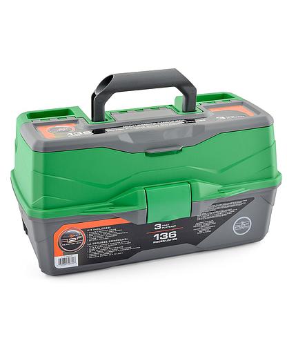 CAJA PARA PESCA 3 PISOS + KIT PESCA 136 PCS R2FK-TBVP-3A
