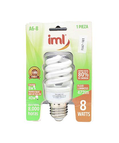 BOMBILLO AHORR. 8W MINI ESPIRAL. IML A6-8 (NC)