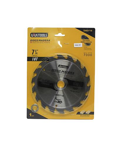 DISCO PARA SIERRA CIRC. TUNGS. PARA MADERA UYUS 7 1/4 X 18D X 7/8 DMD718