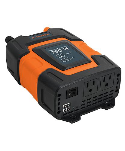 CONVERTIDOR DE CORRIENTE DE 12V A 120V CON 2 PUERTO USB 750W TRUPER 10490