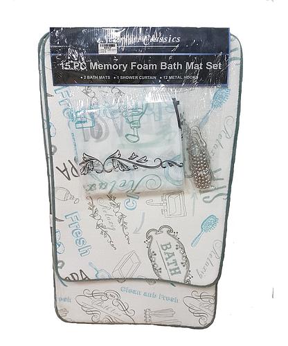 ALFOMBRA DE BAÑO 2 PZ CON CORTINA SCR-10048-15
