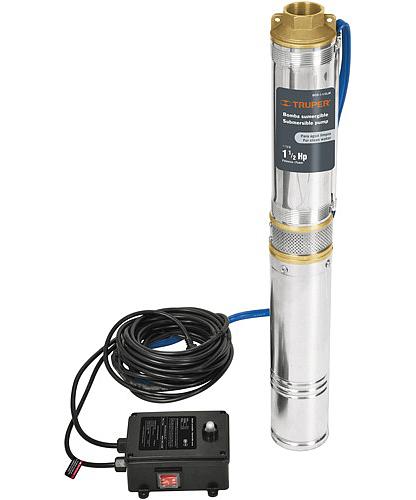 BOMBA PARA AGUA SUMERG. CON CAJA CONTROL 1.5HP 110V-15.5A 42GPM. TRUPER 12626/16938