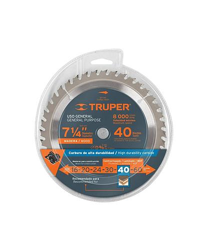 DISCO PARA SIERRA CIRCULAR TUNGS. TRUPER 7 1/4 X 5/8 X 40D (18301)